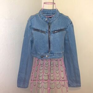 🎁Like New Women's New Look Jean Cropped Moto Jean Jacket Medium